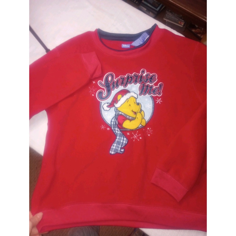 Disney Surprise‎ Me Whinne The Pooh Soft Crewneck Sweatshirt L Red
